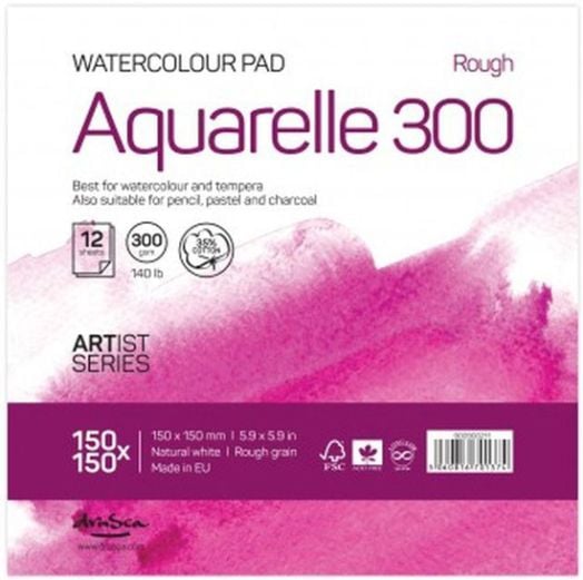 Скицник Drasca Watercolour Pad Aquarelle, 12 бели листа, 15 х 15 см.