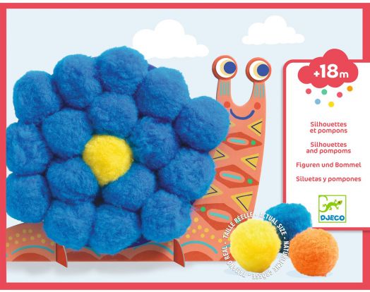 Направи сам колажи с помпони Djeco - Пухкави животни
