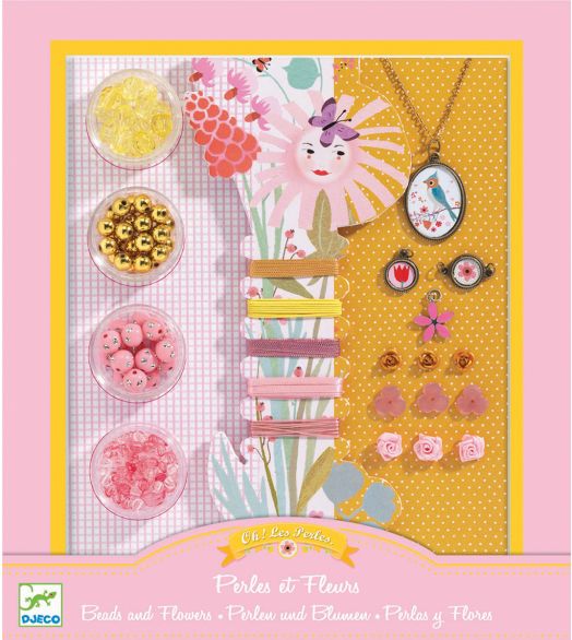 Направи си сам Djeco - Бижута с перлички и цветя
