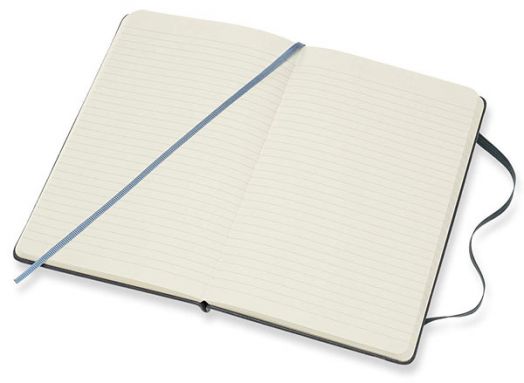 Класически тъмносин кожен тефтер Moleskine Leather Avio с твърди корици и линирани страници