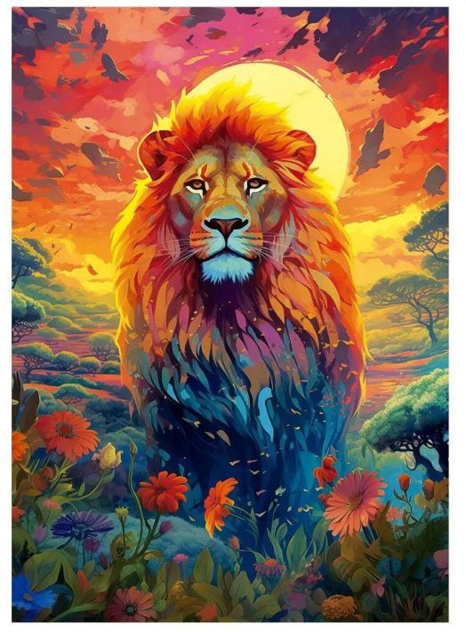 Пъзел Educa: Величественият поглед на лъва, 500 части