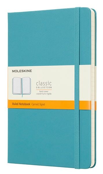 Класически пастелносин тефтер Moleskine с твърди корици и линирани страници