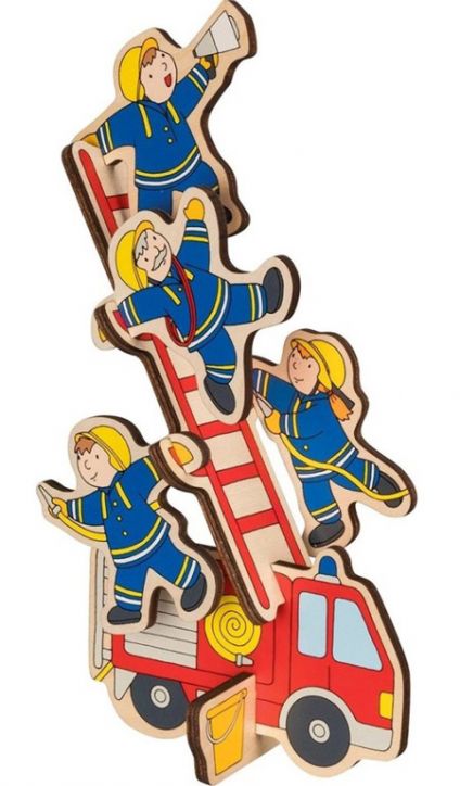 Дървен пъзел Goki - Пожарна команда