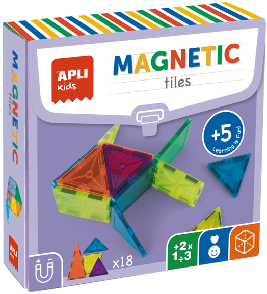 Конструктор Apli Kids - Прозрачни магнитни плочки, 18 бр.