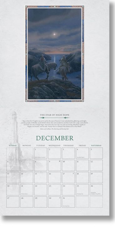 Стенен календар Tolkien, 2026 година