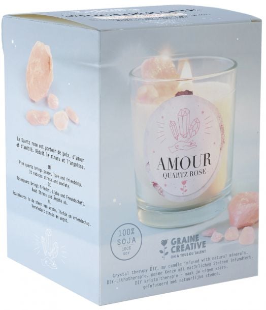 Комплект за правене на свещ Graine Creative - Литотерапия Розов кварц