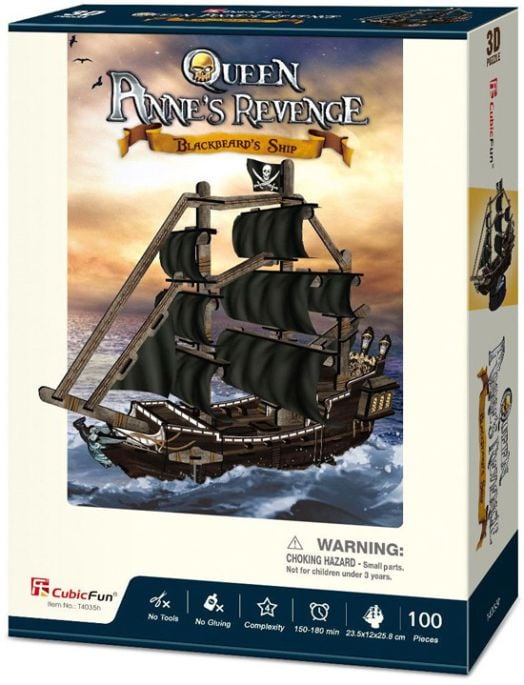 3D пъзел Cubic Fun - Кораб Отмъщението на кралица Анна, 100 части