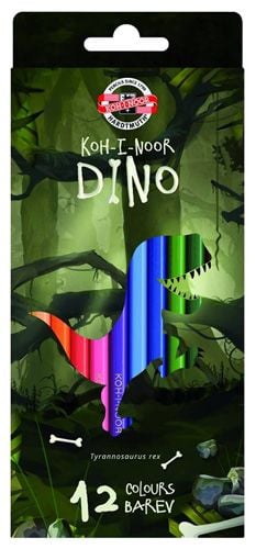 Комплект разноцветни моливи Dino, 12 цвята