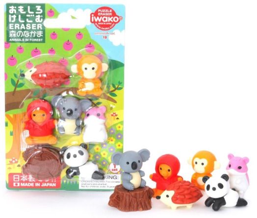 Комплект гумички Iwako - Горски животни, 7 бр.