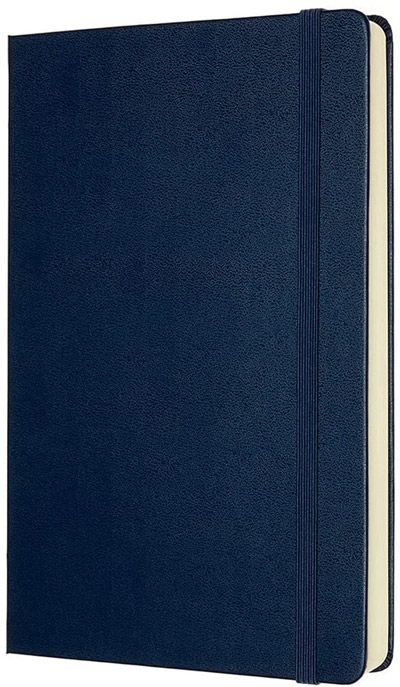 Класически тефтер Moleskine Expanded Sapphire Blue с твърди корици и нелинирани страници