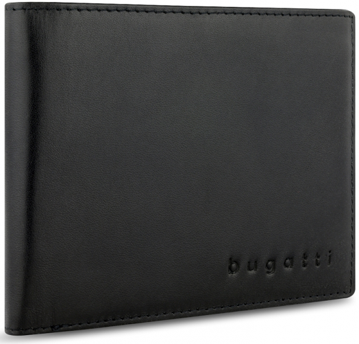 Мъжки кожен портфейл Bugatti Super Slim With Flap 8CC, черен