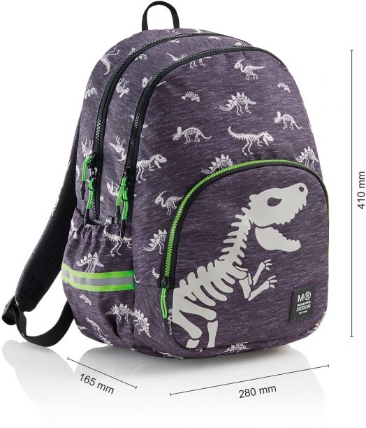 Раница Miquelrius T-Rex с две отделения, светеща в тъмното, 27 л.