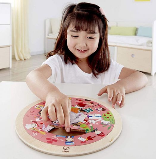 Двустранен дървен пъзел Hape - Работни места