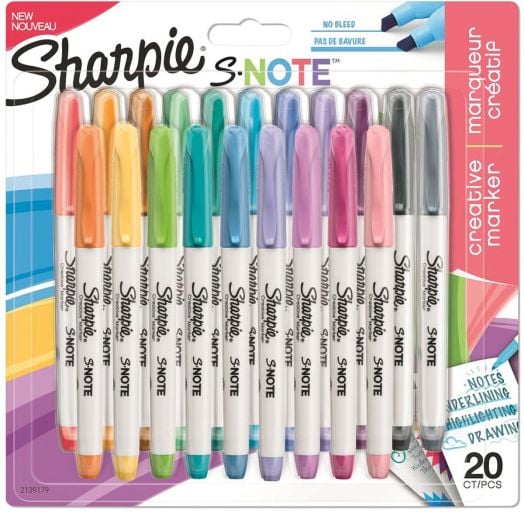 Комплект маркери Sharpie S-Note, 20 цвята