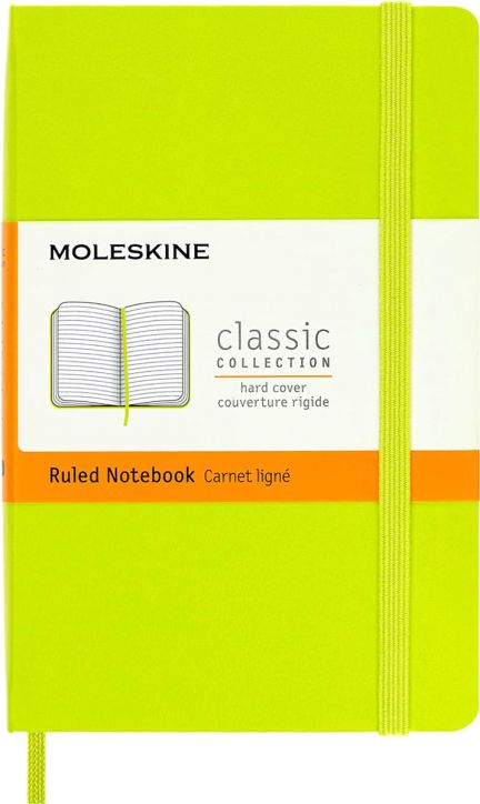 Джобен тефтер Moleskine Classic Lemon Green с твърди корици и линирани страници