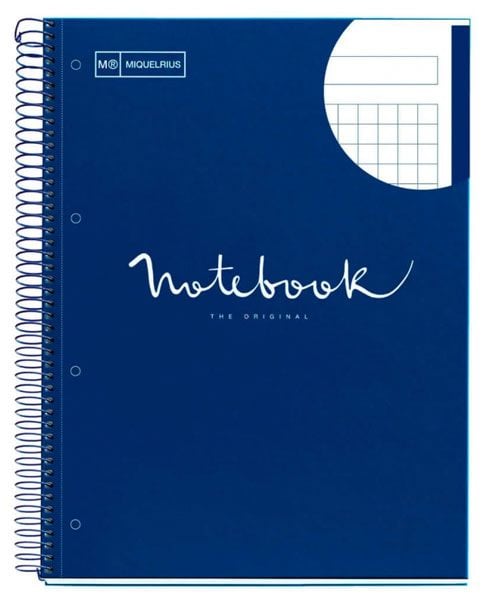 Тетрадка Miquelrius Emotions А4 със спирала, 80 листа на малки квадратчета, тъмносиня