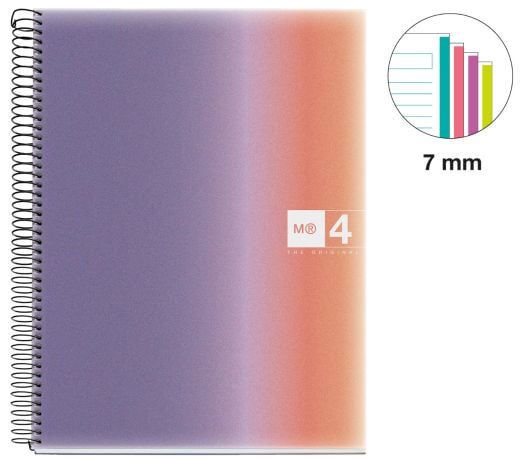 Тетрадка Miquelrius Aurora Provence А4 със спирала, 120 листа на широки редове