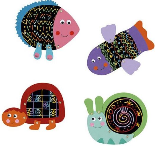 Скреч картини Djeco - Забавни животни