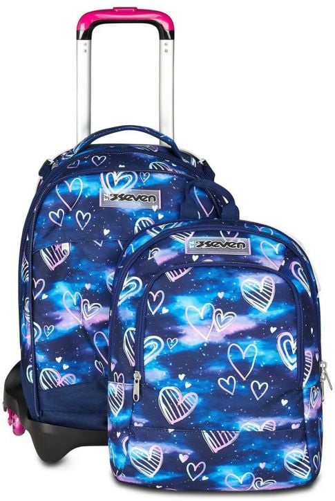 Ученическа раница на колела Seven Detach Heart и телескопична дръжка