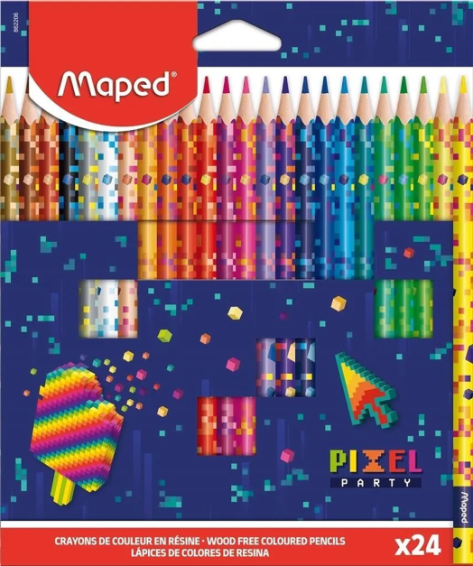Цветни моливи Maped Pixel Party, 24 цвята
