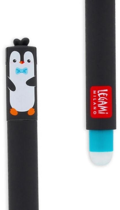 Изтриваема гел химикалка Legami Penguin с капачка и гумичка