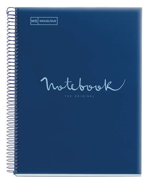 Тетрадка Miquelrius Emotions PVC А4 със спирала, 80 листа на малки квадратчета, тъмносиня