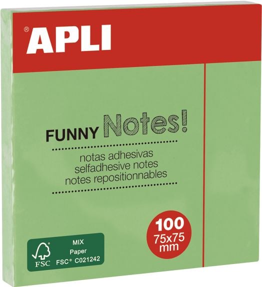 Самозалепващи се листчета Apli, пастелно зелени, 100 листа