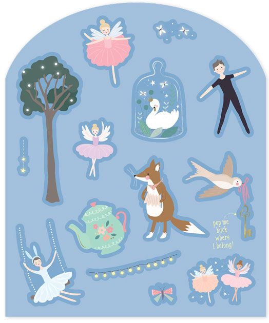 Книжка със стикери Floss & Rock, Stick and Play, Enchanted - Балерини