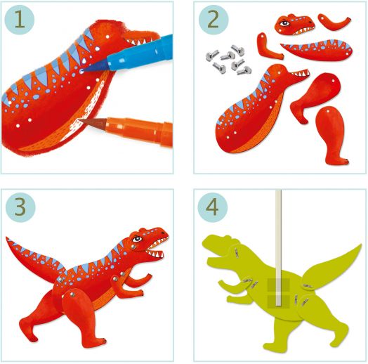 Творчески комплект: Djeco Кукли динозаври
