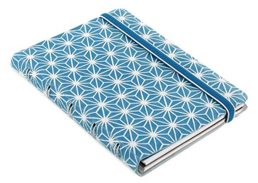 Тефтер Filofax Notebook Impressions Blue and White със скрита спирала и линирани листа