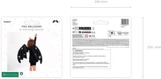 Фолиев балон PartyDeco - Прилеп със звезди, 85 х 50 см.