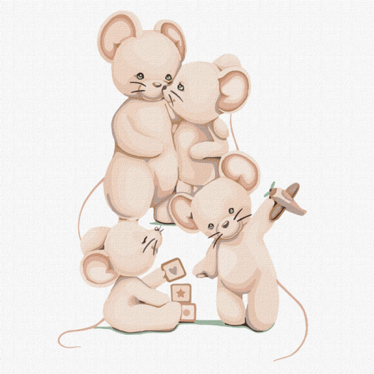 Комплект за лесно рисуване с акрилни бои Ideyka - Щастливо семейство, 30 х 30 см.