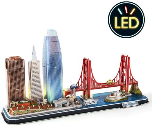 Светещ 3D пъзел Cubic Fun CityLine - Сан Франциско, 90 части