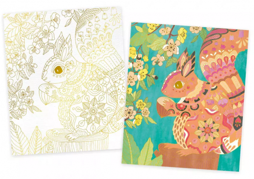 Творчески комплект Janod - Златни картини с акварел, Градина