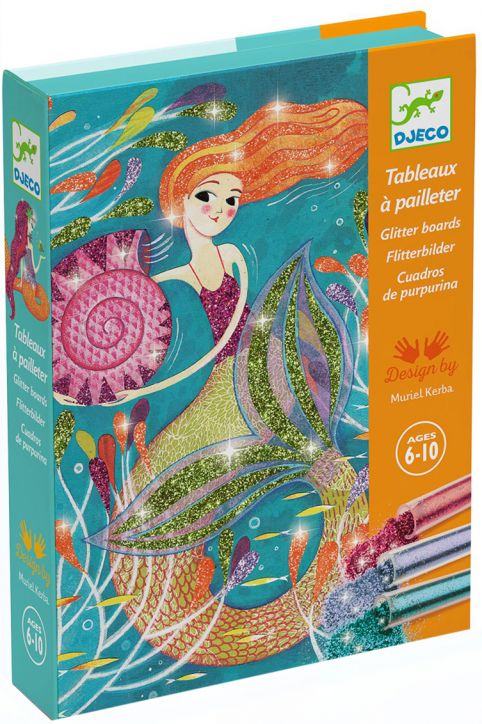 Комплект за рисуване с брокат Djeco - Mermaid