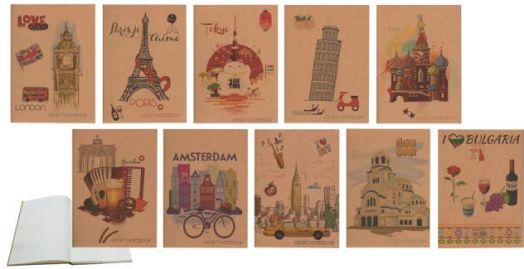 Тетрадка Kraft Cities, 160 листа - широки редове