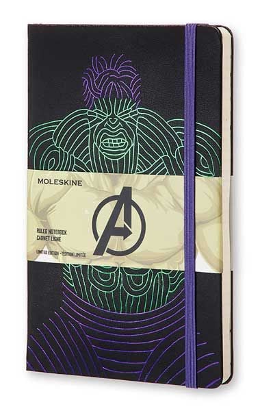 Голям черен тефтер Moleskine The Avengers Incredible Hulk - Хълк с широки редове, Limited Edition