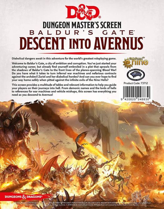 Dungeons & Dragons Campaign Book - Dungeon Master's Screen Descent into Avernus
