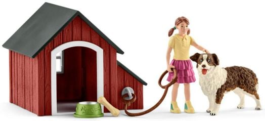 Комплект Schleich: Момиче с куче и колибка