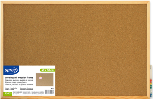 Коркова дъска с дървена рамка Spree, 40 x 60 см.
