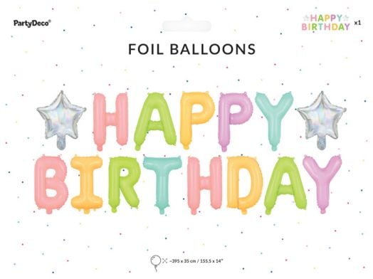 Фолиев балон PartyDeco - Happy Birthday