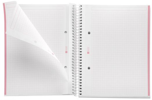 Тетрадка Miquelrius Cactus A5 със спирала, 80 листа, малки квадратчета, розова