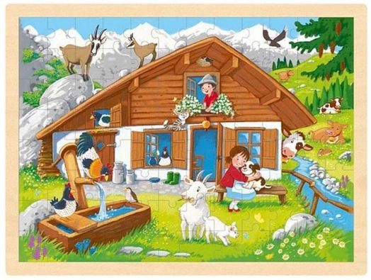 Дървен пъзел Goki - В Алпите