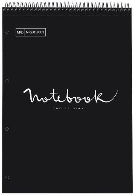 Бележник Miquelrius Reporter Emotions А4 със спирала, 80 листа на малки квадратчета, черен