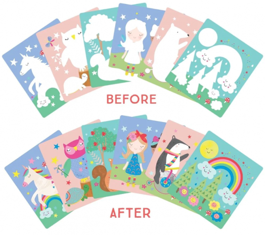 Тефтер за оцветяване с вода Floss & Rock, Magic Colour-in pad, Rainbow Fairy - Феята на Дъгата