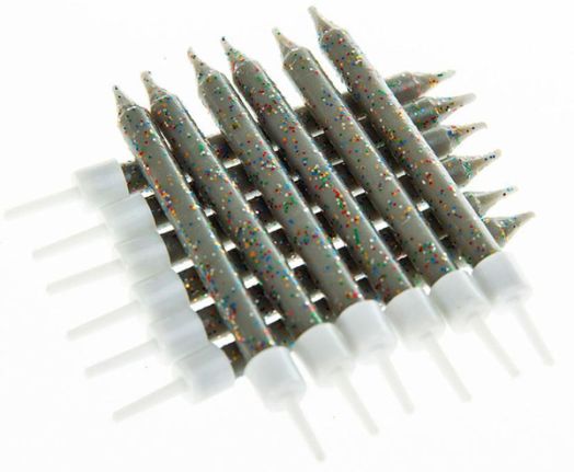 Свещички Creative Party - Сиви с брокат, 12 бр.