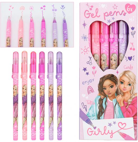 Комплект разноцветни гел химикалки Top Model Girly, 6 бр.