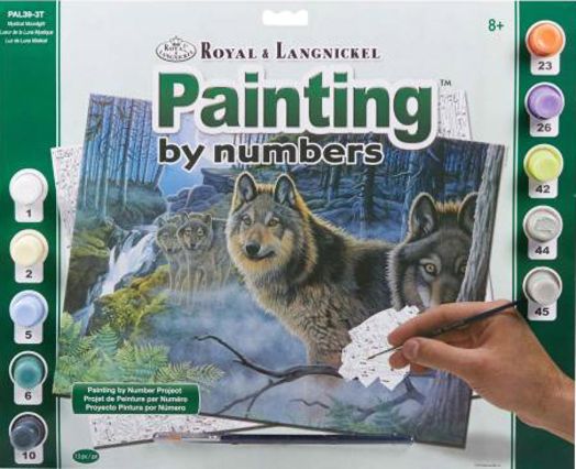 Комплект за лесно рисуване с акрилни бои Royal & Langnickel - Вълци