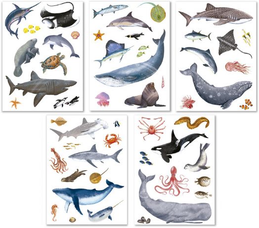 Комплект стикери Apli Kids - Животните в океана, 50 бр.