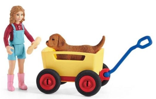 Комплект Schleich: Момиче с куче и количка